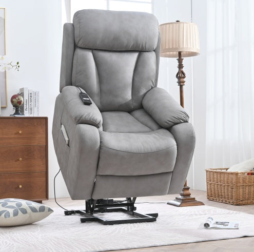 Electric Power Lift Recliner Chair For Elderly, Fabric Recliner Chair For Seniors, Home Theater Seating,Living Room Chair,Side Pocket, Remote Control,Light Gray