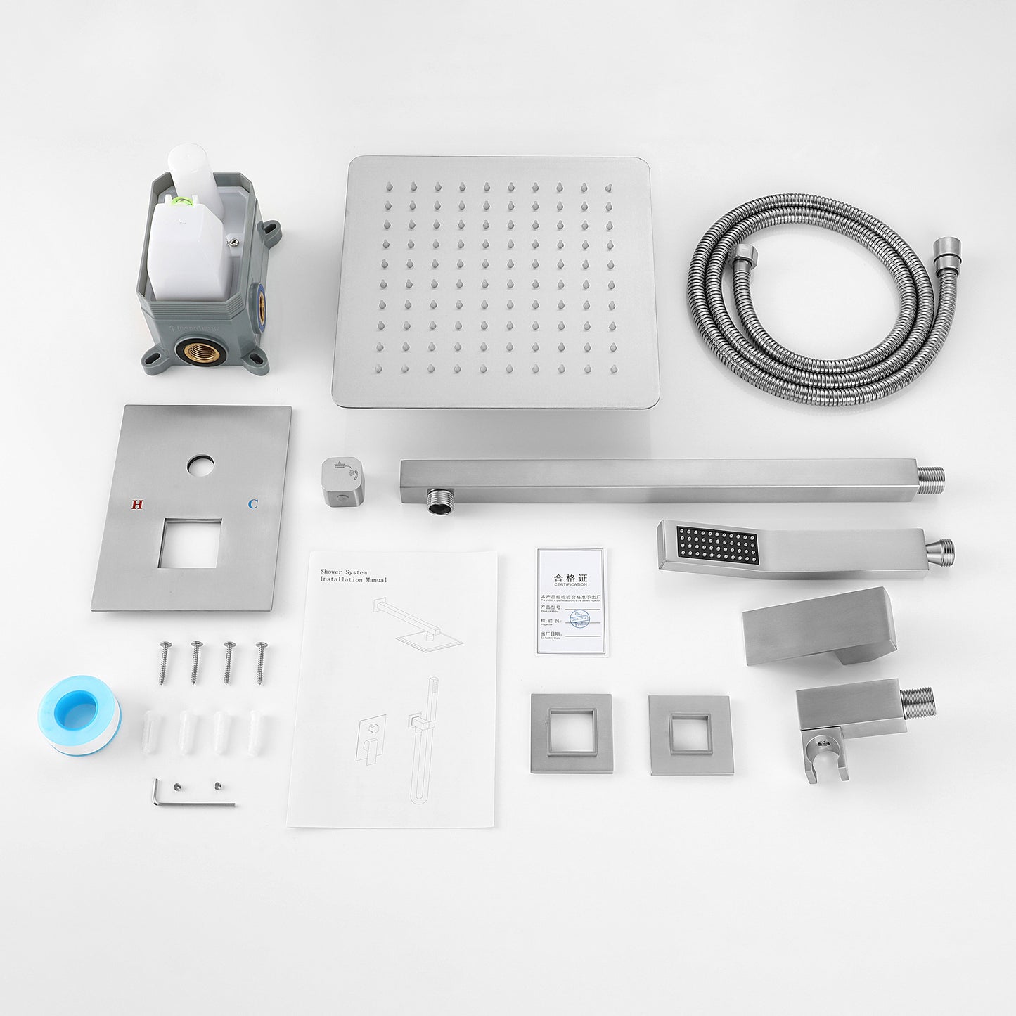 US Local 10 Inch Showerhead Bathroom Luxury Rain Shower Hybrid Shower Complete Combination Set Wall Mounted