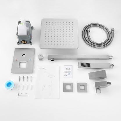 US Local 10 Inch Showerhead Bathroom Luxury Rain Shower Hybrid Shower Complete Combination Set Wall Mounted