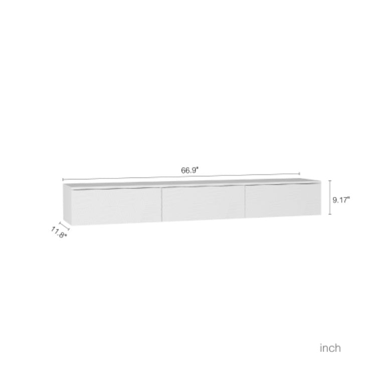 US Local Floating TV Stand Wall Mounted With 16 Color LEDs,Modern TV Stand, Floating TV Cabinet Entertainment Center For 55 60 65 Inch TV,White