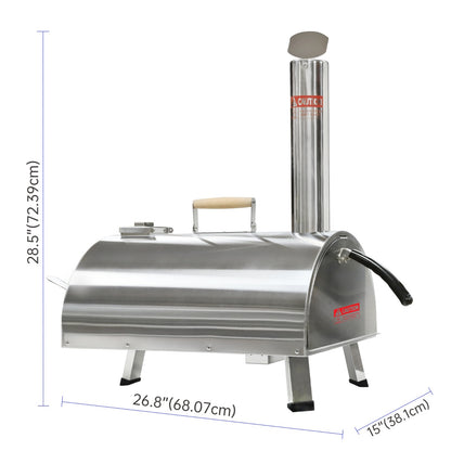 US Local Outdoor 12 Automatic Rotatable Wood Fired Pizza Oven, Stainless Steel Portable