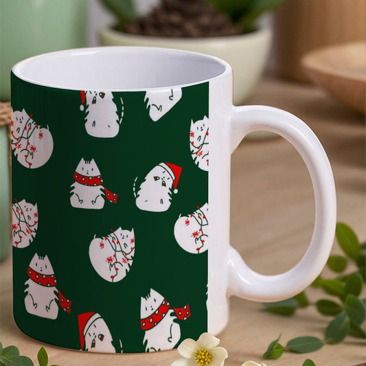POD US Local White mug with full print, Christmas Cat 0031