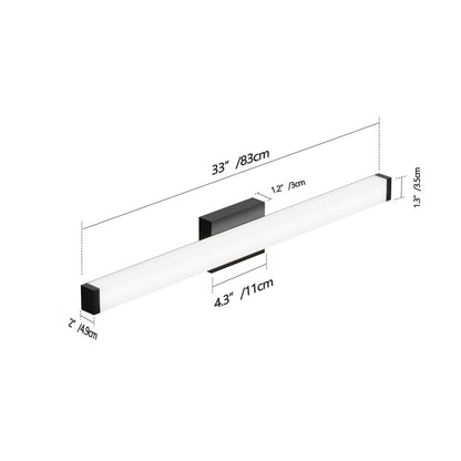 US Local Bathroom Vanity Light Black - 33 Inch Modern Vanity Lights For Bathroom - 18W LED Bath Lights Over Mirror Cool White Light 6000K