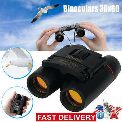 US Local Binoculars 30x60 Zoom Travel Compact Folding Telescope Hunting Day Night Outdoor Small Pocket Binoculars Compact Adults, Mini Kids Binoculars Boys For Bird Watching, Concert Theater Opera