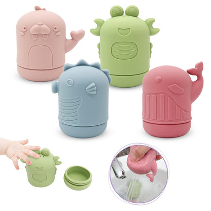 US Local Baby Water Shower Toys Set, Bath Water Toys, Parent-child Interactive Toys, 4 Pieces --ocean Color- Safe Soft Rubber Material, The Bath Does Not Cry, Let The Baby Love The Bath
