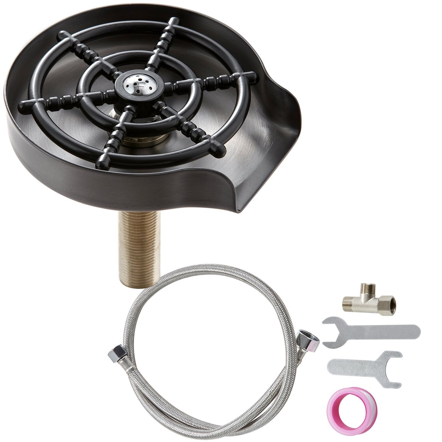 US Local Glass Rinser, 10 Powerful Spraying Jets 360  Rotating Cup Rinser For Sink, 304 Stainless Steel Faucet Cup Washer With ABS Cup Holder For Baby Bottle, Glass Cup, Wine Glass