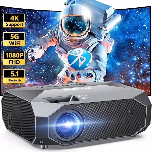 US Local Projector With 5G WiFi And Bluetooth, Native 1080P, Supports 4K, Suitable For Mobile Phones,PCs,TV Sticks,PS5