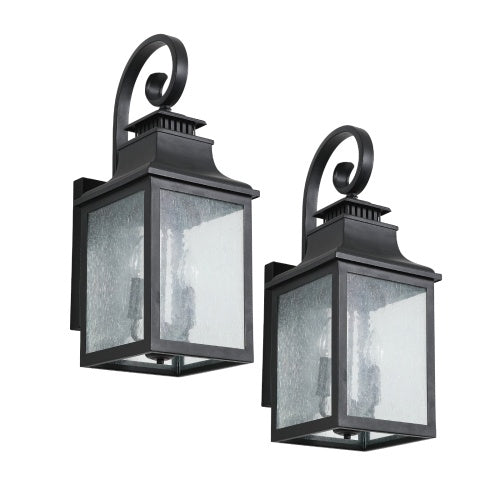 US Local Large Outdoor Glass Wall Light Supports Many Types Of Bulbs -2 Packs