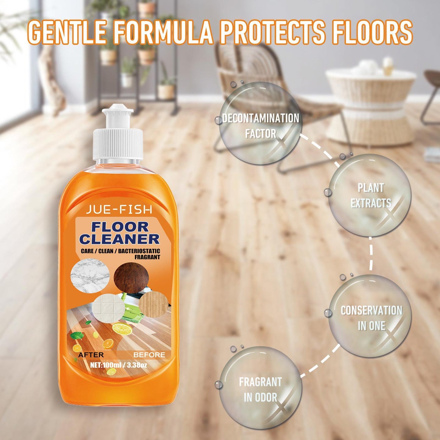 US Local Jueyu Floor Cleaner, Decontamination And Cleaning Wood Floor Cleaning, Polishing And Brightening Tile Cleaner