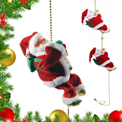 US Local Electric Christmas Santa Claus Climbing Rope Ladder Musical Toy Xmas Gift Decor