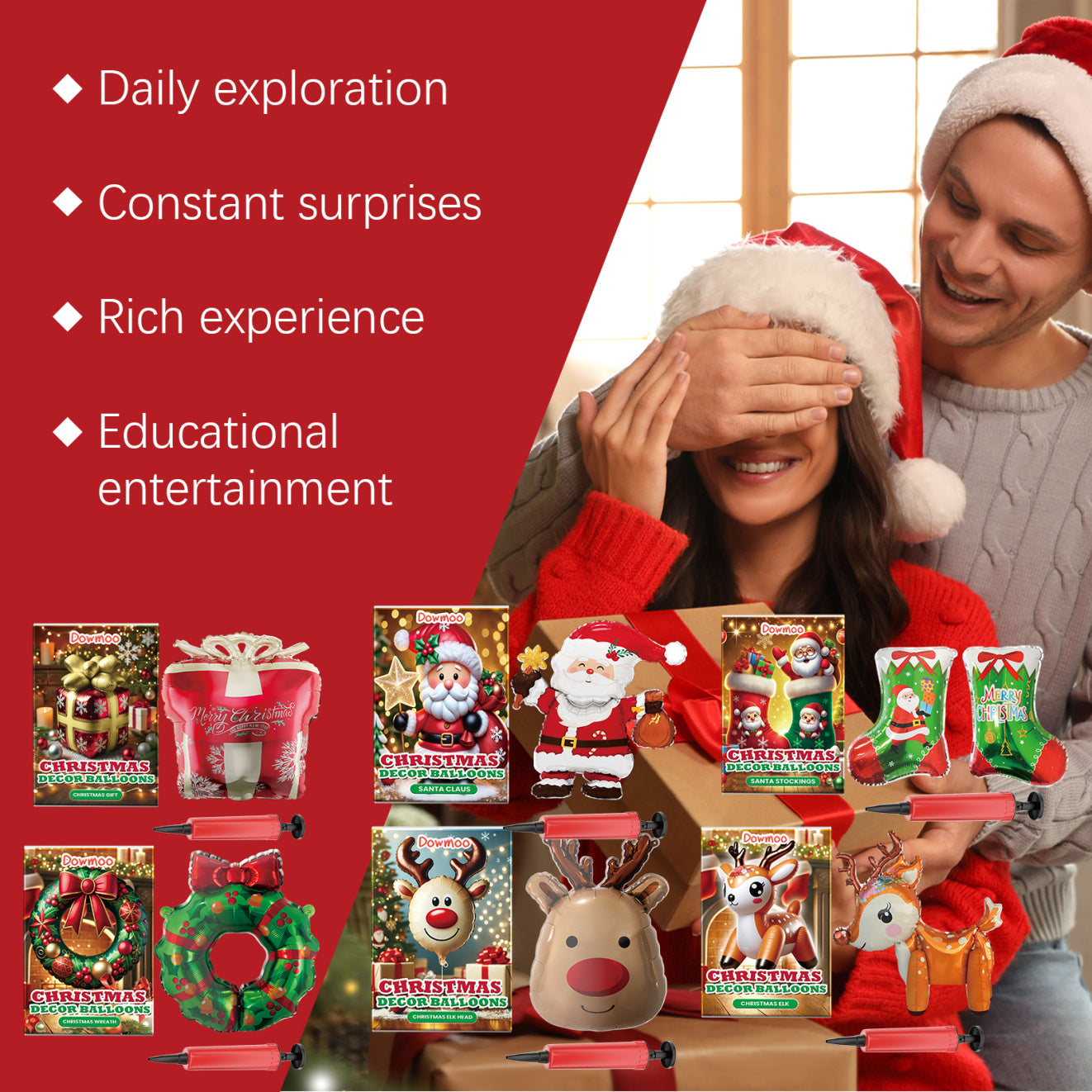 US Local Dowmoo Christmas Balloon Balloon Standing Santa Claus Reindeer Christmas Tree Event Atmosphere Decoration