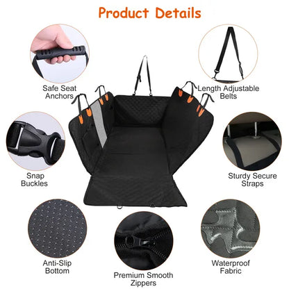 US Local Dog Car Back Seat Cover With Zipper Mesh Window Storage Bags Waterproof 600D Oxford Cloth Car Seat Protector With Slide Flaps For Cars Trucks SUVs