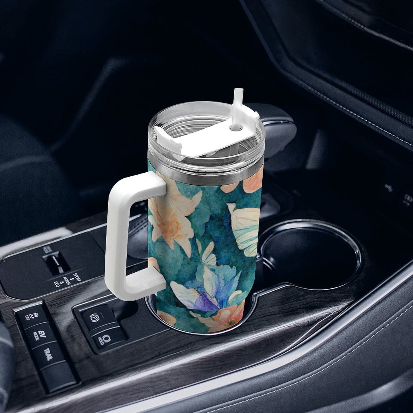 PHDT00138 POD US Local Tumbler 40 oz Large Capacity Car Cup Flowers Butterfly