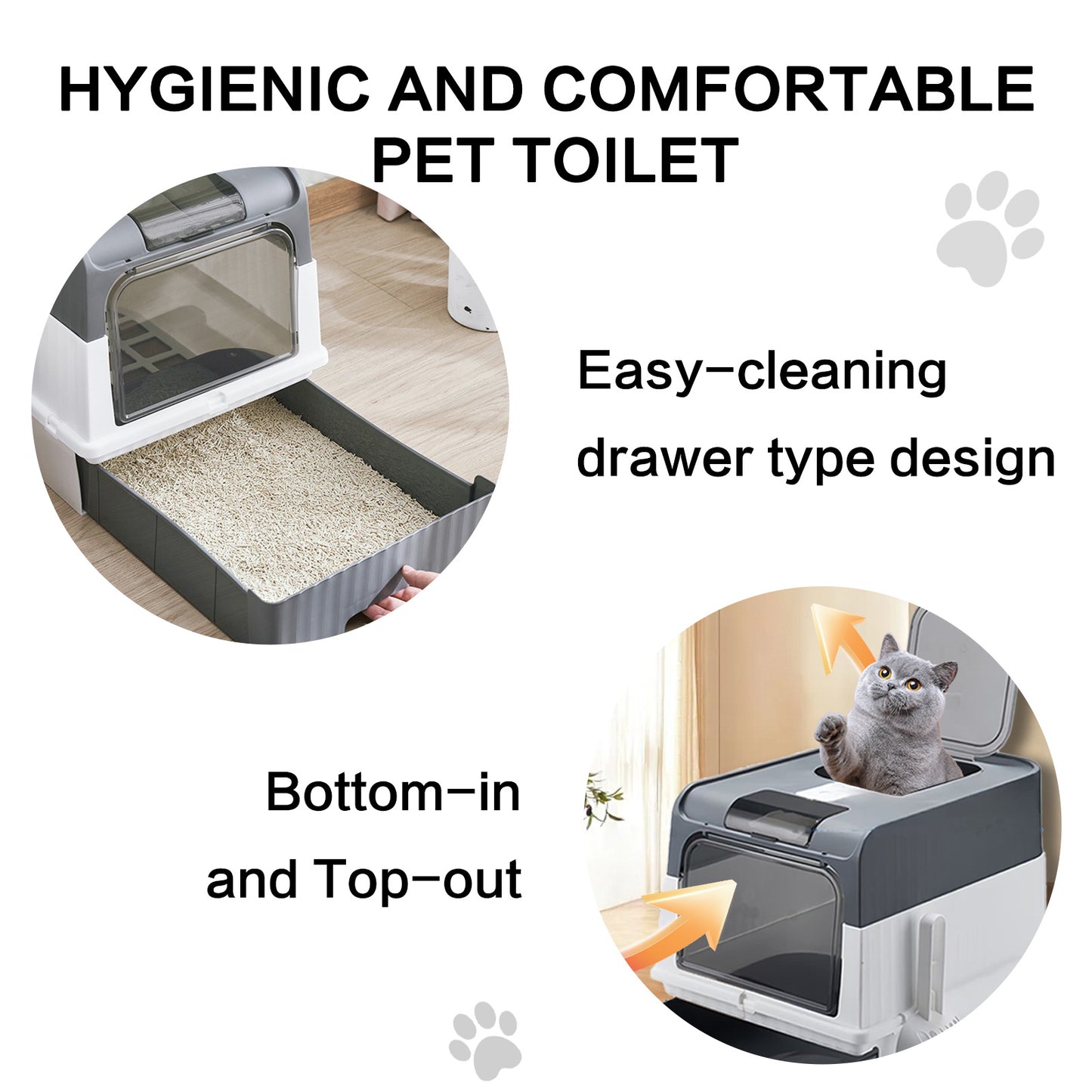 US Local Super Large Capacity Cat Litter Box - Easy To Clean, Odorless, Leak Proof, Not Easy To Leak, Pull-out Design, Comfortable Toilet For Pets