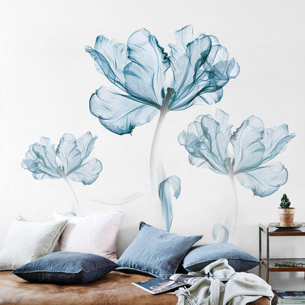 US Local Creative Nordic blue flower wall stickers