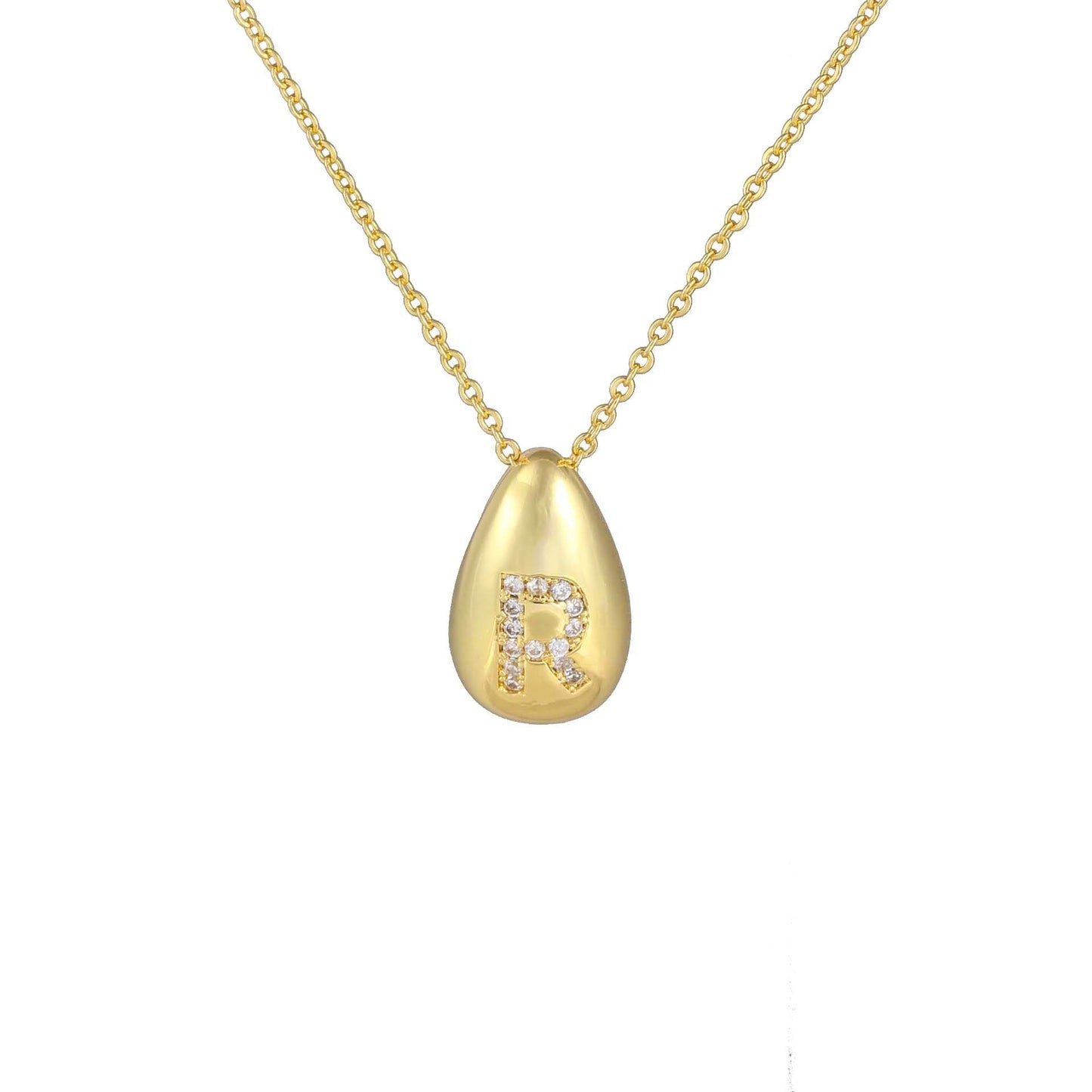 Glossy Water Drop 26 English Letter Pendant Copper-plated Gold Simple Pendant Female