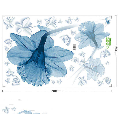 US Local Nordic Blue Flower Background Ring Creating Decorative Wall Stickers