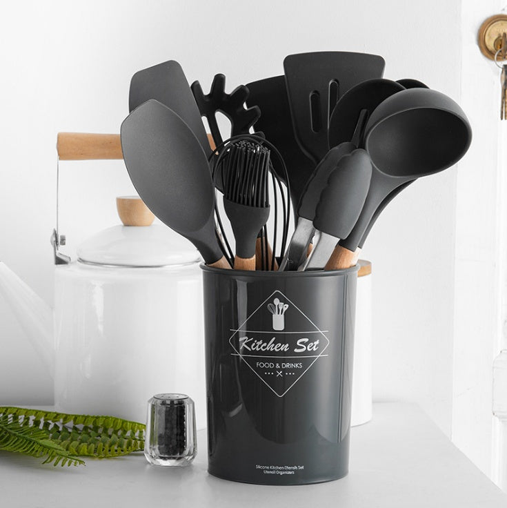 US Local Silicone Kitchenware With Wooden Handle