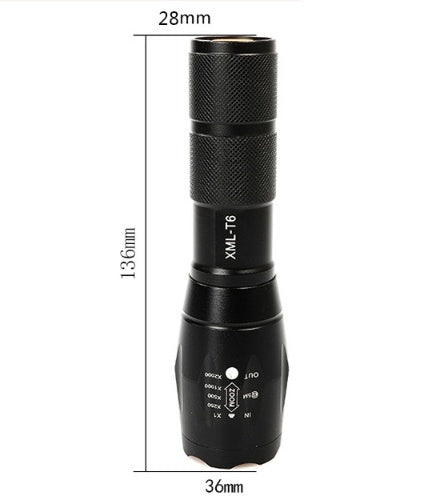 US Local Portable Mini Flashlight LED ZOOM Torch Hunting Zoomable Flashlight Torch Light