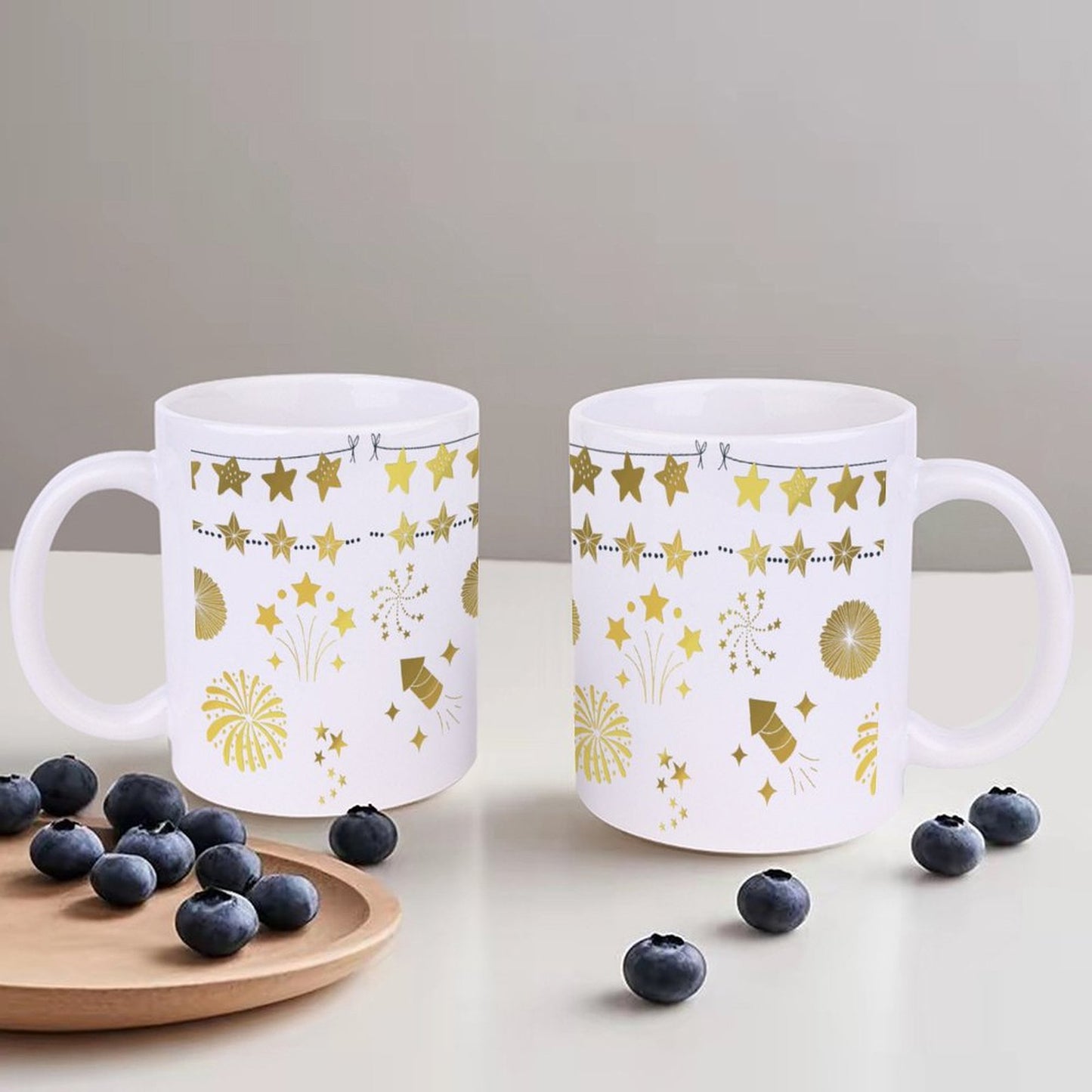 POD US Local White mug with full print, Christmas Gold 0022