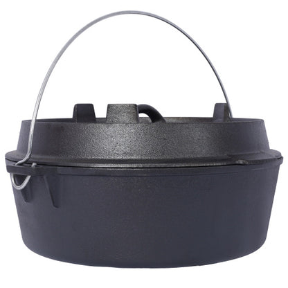 US Local Pre-Seasoned Cast Iron Dutch Oven With Skillet Lid, Outdoor Camping Deep Pot For Camping Fireplace Cooking BBQ Baking Campfire, With Iron Pot Rack, 6 Quart