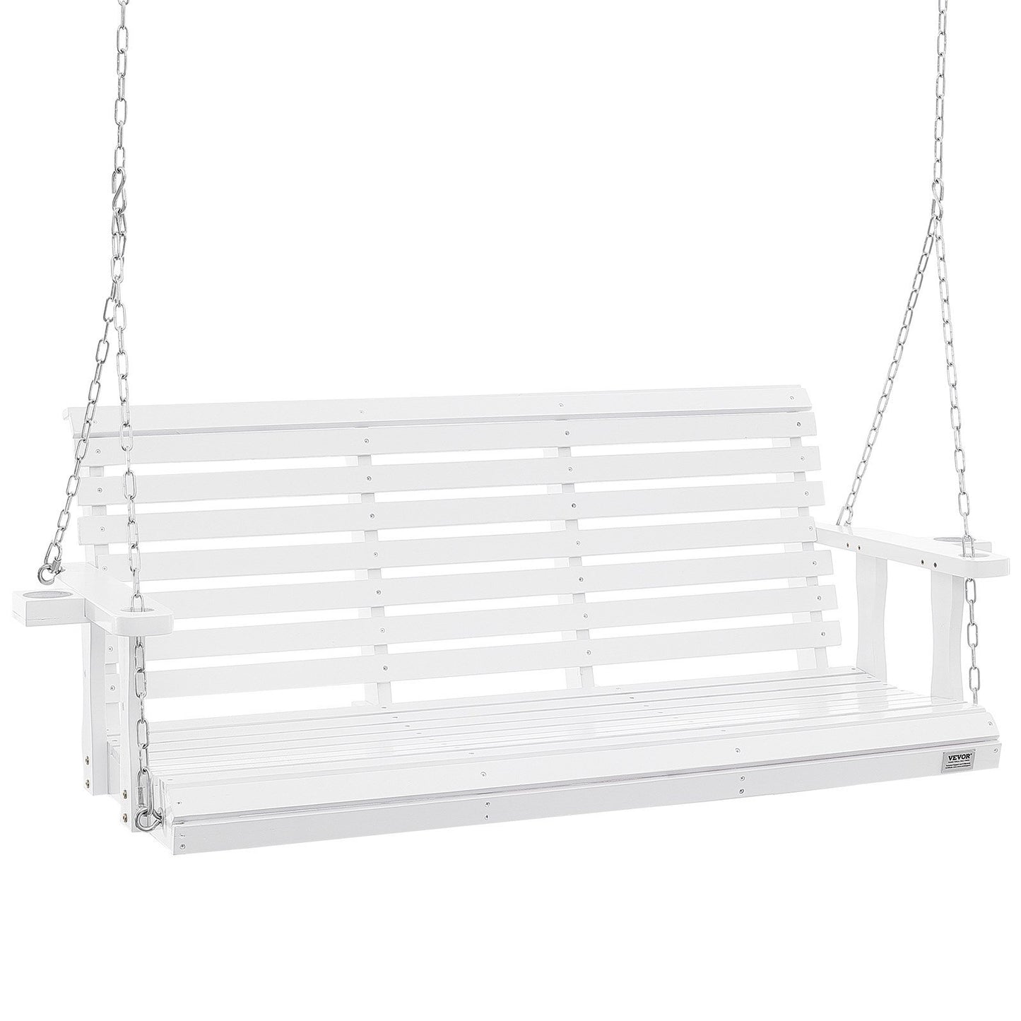 US Local VEVOR Wooden Porch Swing 5.5 Ft, Patio Bench Swing For Courtyard & Garden, Upgraded 880 Lbs Strong Load Capacity, Heavy Duty Swing Chair Bench With Hanging Chains For Outdoors, White