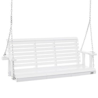US Local VEVOR Wooden Porch Swing 5.5 Ft, Patio Bench Swing For Courtyard & Garden, Upgraded 880 Lbs Strong Load Capacity, Heavy Duty Swing Chair Bench With Hanging Chains For Outdoors, White