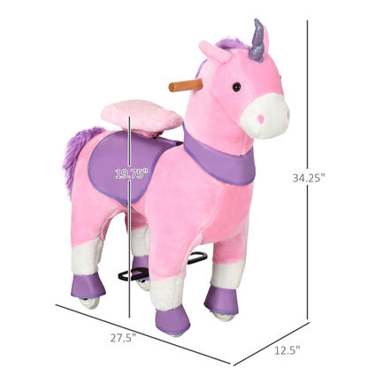 US Local Kids Plush Toy Rocking Horse Pony Toddler Ride on Animal Rocker with Realistic Sounds