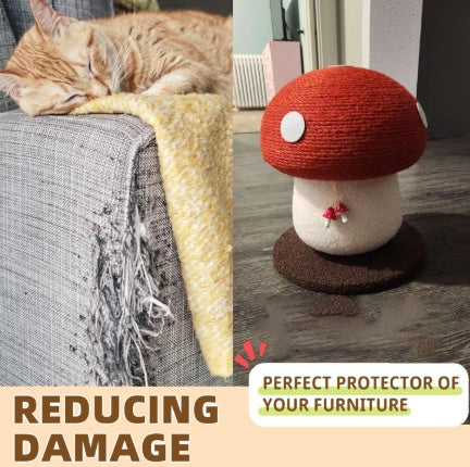 US Local Mushroom Cat Climbing Frame, Sisal Cat Climbing Post, Interesting Red And White Mushroom Design With Fluffy Base, Cat Scratching Claw Toy, Cat Tree, Wear-resistant Cat Scratching Ball, Cat Supplies