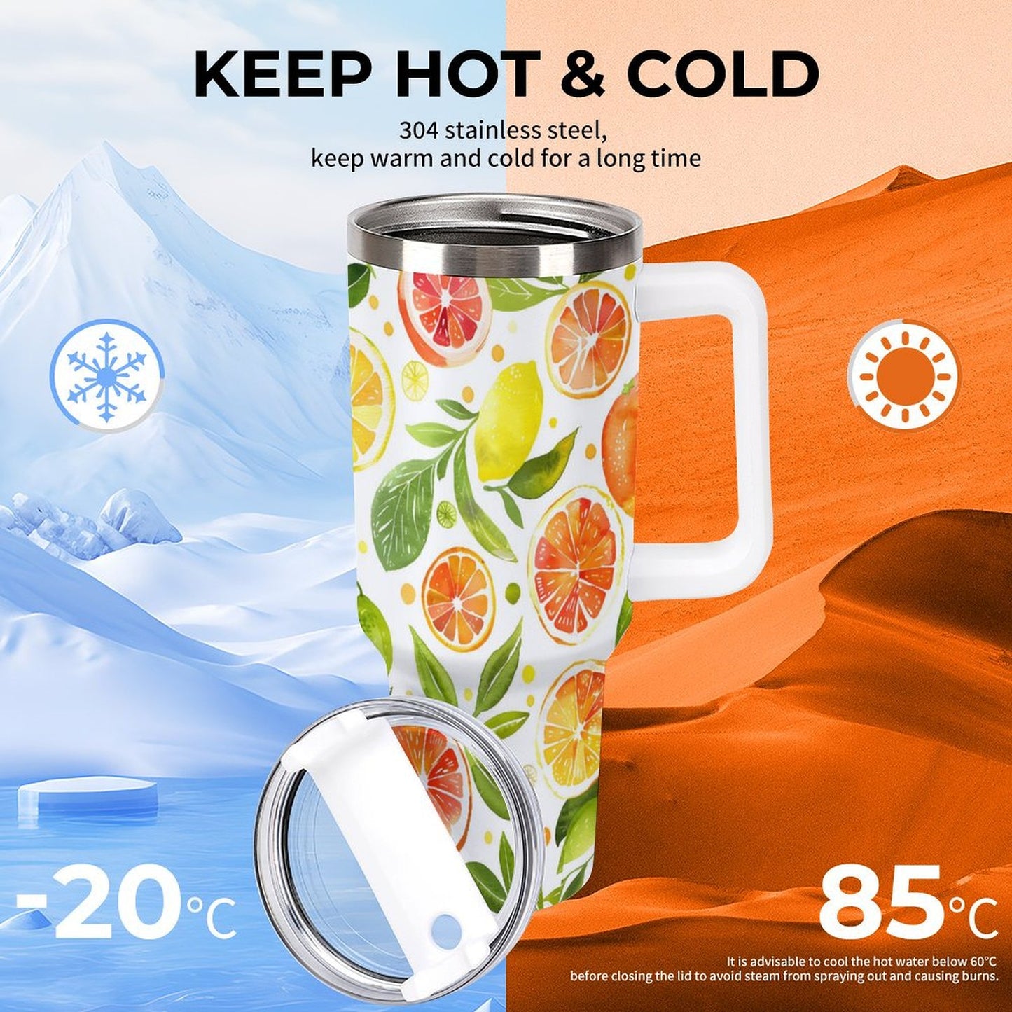 PHDT00344 POD US Local Tumbler 40 oz Large Capacity Car Cup Citrus, Fruit