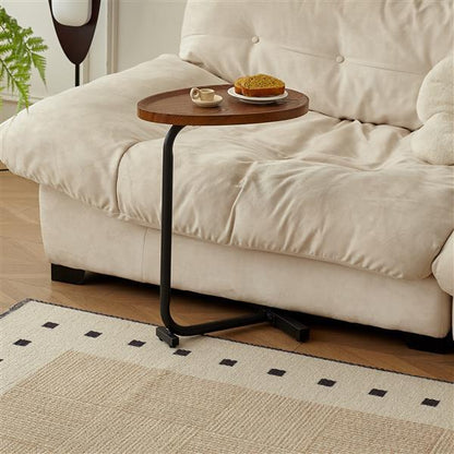 US Local Brown C-shaped Side Table, Living Room Small Sofa Table