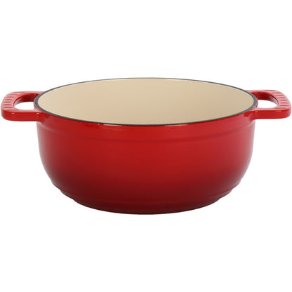 US Local Cast Iron 6QT Cooking Pot - Gradient Red - Includes Two Silicone Gloves - Enamel Pot