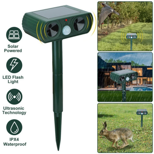 US Local Ultrasonic Animal Repellent Solar Motion Sensor Repellent IPX4 Outdoor Waterproof Type, No Delivery On Weekends