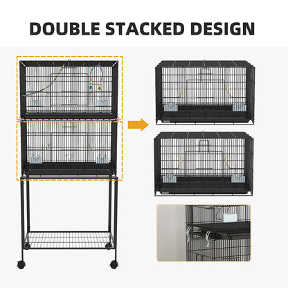 US Local Double Stackable Bird Cage On Wheels With Stand, For Canaries