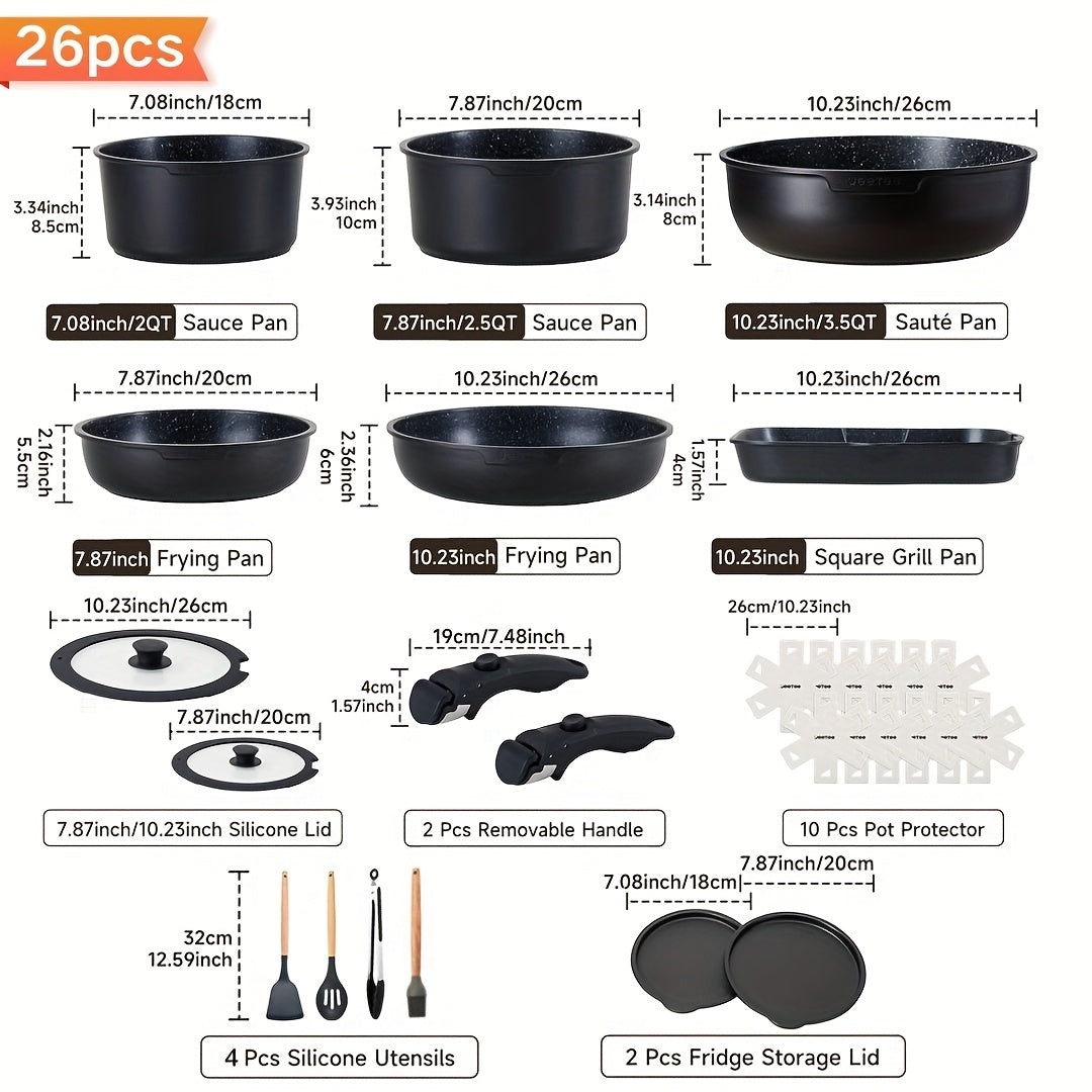 Six-piece Detachable Handle Pot Set