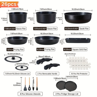 US Local 6 piece Detachable Handle Pot Set