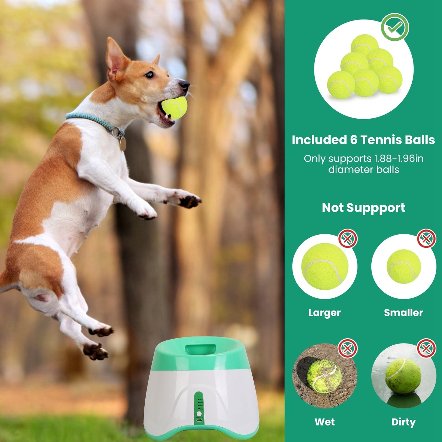 US Local 1Pc Automatic Dog Ball Launcher Included 6 Tennis Balls Dog With 3 Adjustable Launch Distance Interactive Ball Thrower Fetch Machine For Small Medium Dogs
