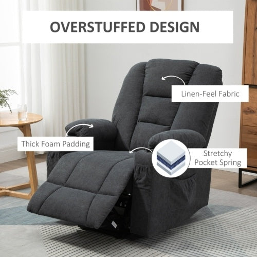 UK Local HOMCOM Electric Riser Recliner Armchair Oversized Chair With Cup Holder  Side Pockets For Elderly In Living Room, Charcoal Grey
