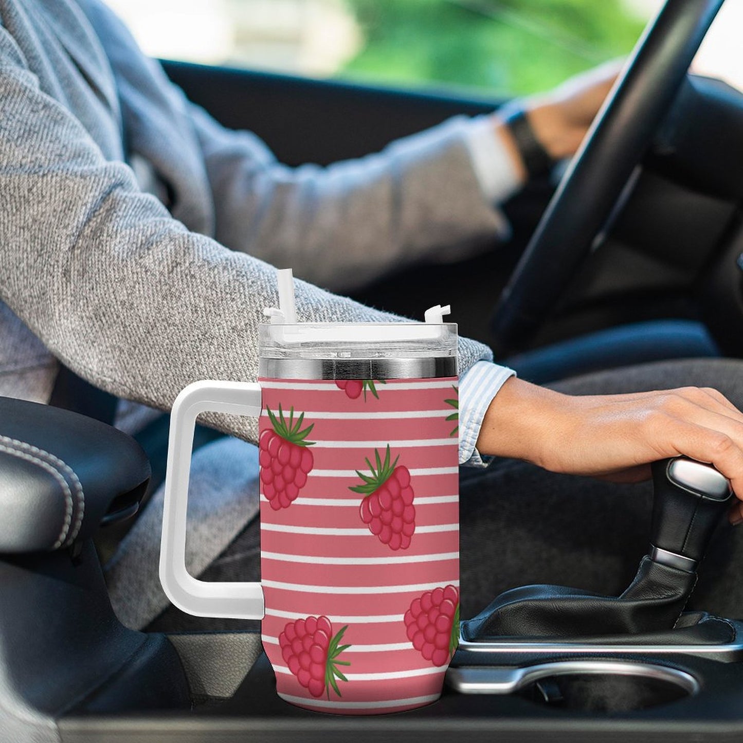 PHDT00379 POD US Local Tumbler 40 oz Large Capacity Car Cup Geometric, Strawberry, Red