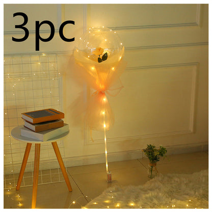 US Local LED Luminous Balloon Rose Bouquet Transparent Bobo Ball Rose