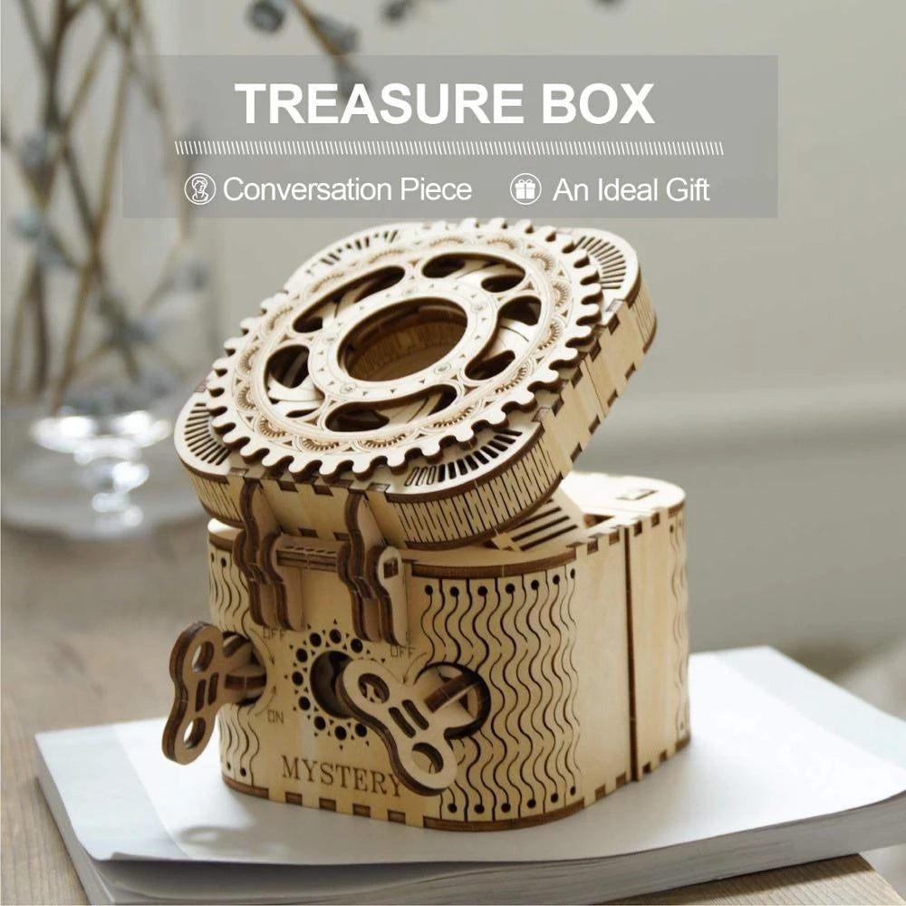 US Local Robotime Rokr 123Pcs Treasure Box Creative 3D Wooden Puzzle Game Assembly Toys Chris Gift For Children Adults Teens