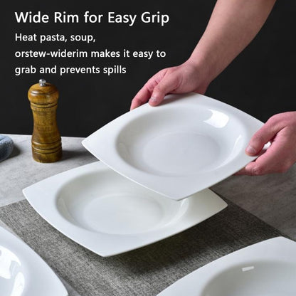 US Local 6-piece Set Of White Bone China 9.5-inch Square Soup Plate