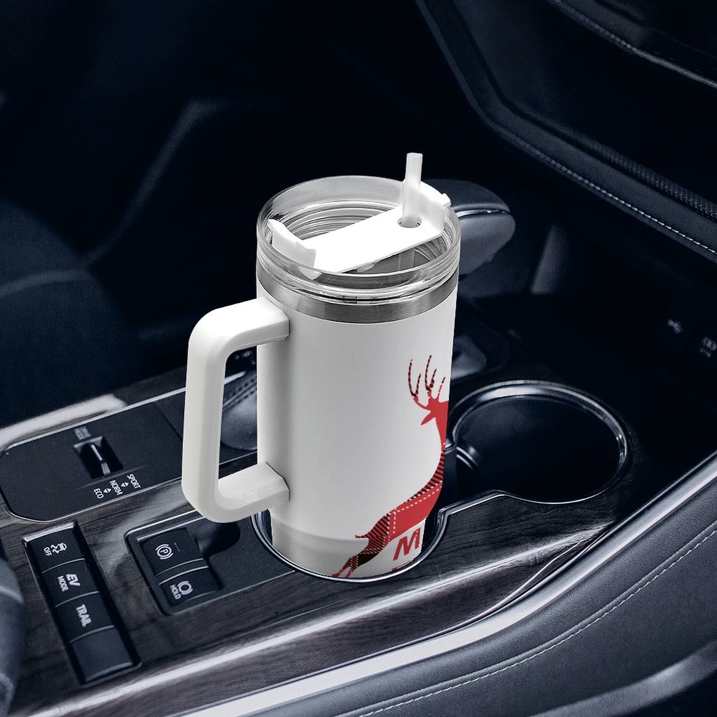 PHDT00432 POD US Local Tumbler 40 oz Large Capacity Car Cup Plaid Christmas Deer
