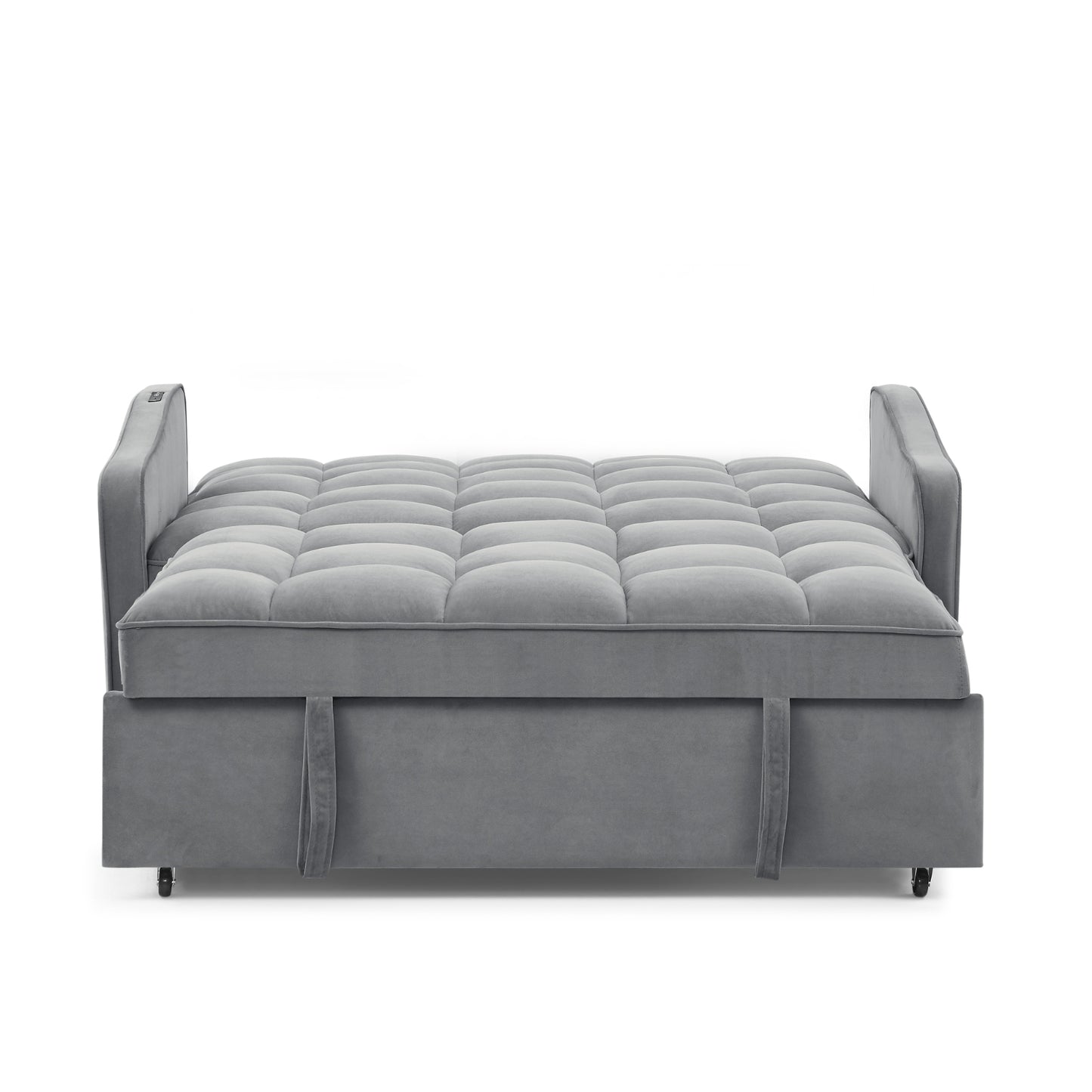 US Local Loveseat Sofa Bed Pull-out, Adjustable Back, Arm Pockets, TypeC & USB Charging