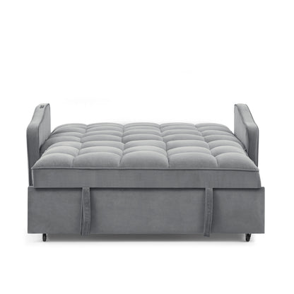 US Local Loveseat Sofa Bed Pull-out, Adjustable Back, Arm Pockets, TypeC & USB Charging