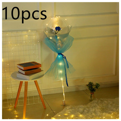 US Local LED Luminous Balloon Rose Bouquet Transparent Bobo Ball Rose