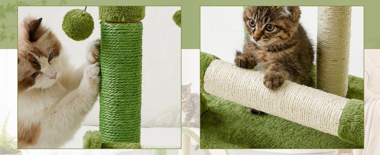 US Local Cactus Shape Natural Sisal Rope Easy To Assemble Green Cat Scratching Post