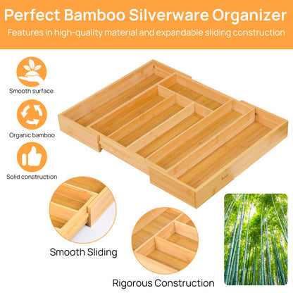 US Local Expandable Bamboo Kitchen Drawer Storage Box