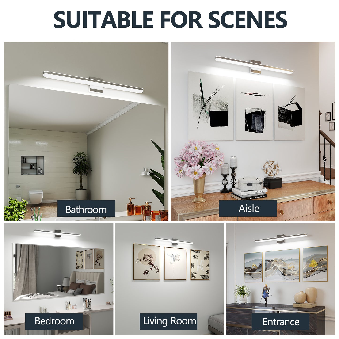 US Local Modern LED Vanity Lights For Bathroom 32IN 16W Daylight White Chrome Light Fixtures Bathroom Lights Over Mirror Vanity Lighting Fixtures Vanity Light