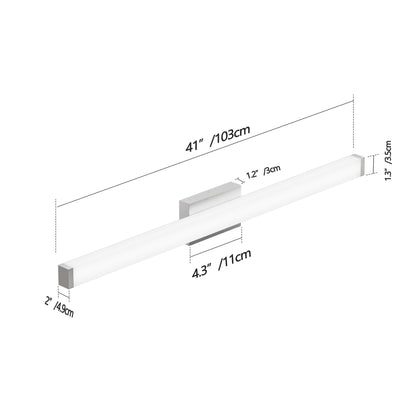 US Local Bathroom Vanity Light Brushed Nickel Square LED 41 Inch 24W 6000K Cool White Light Wall Bar Lighting Fixtures Over Mirror -Brushed Nickel, 41in